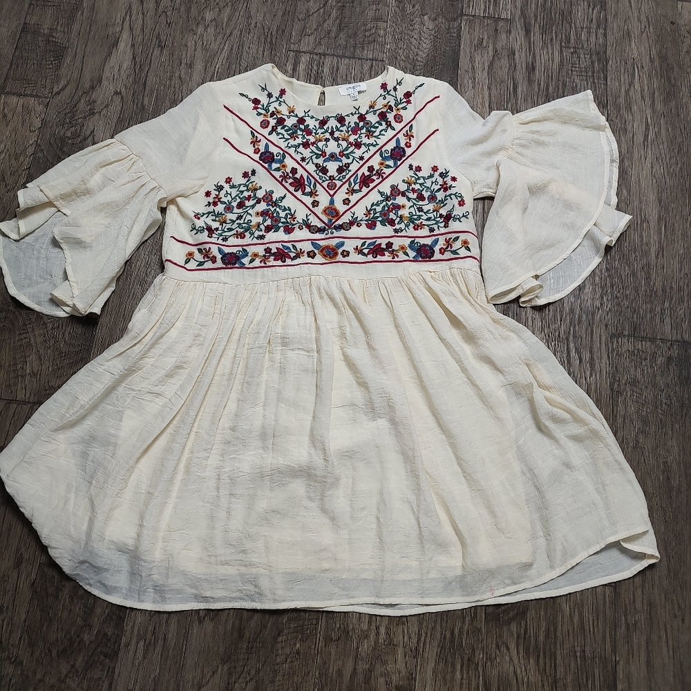 Umgee floral embroidered Bohemian swing top USA Women's size L - Picture 2 of 14